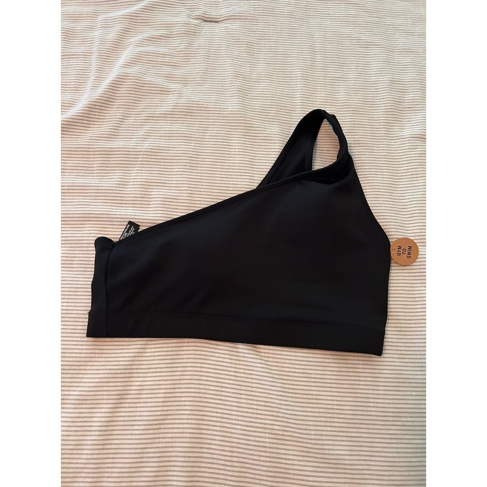 Victorias Secret Small Pink Sport Bra Gym to Swim One Shoulder Strap Black Pads